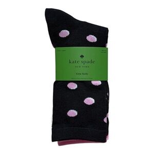Kate Spade Black and Pink Polka Dot 3 Pairs Crew Socks New